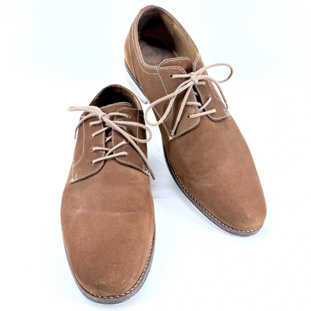 1901 Derby Shoes Mens 10M Brown Leather Suede Finish M08718 Brazil Dress Casual